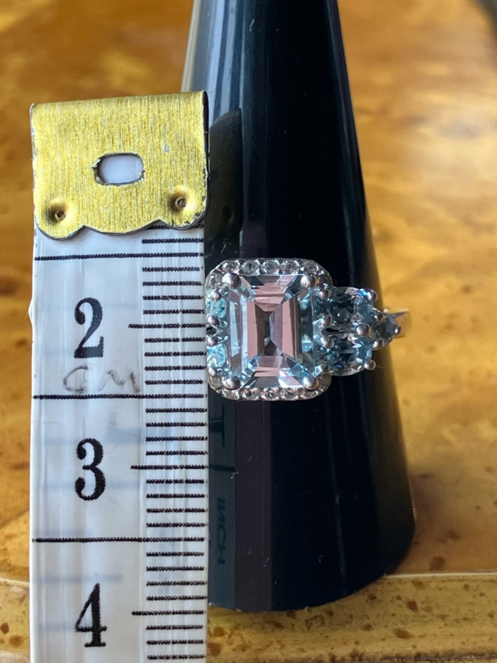 Natural Aquamarine Blue Topaz Sterling Silver Ring Size 10 - Picture 10 of 11